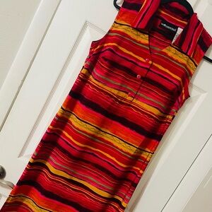 Sag Harbor Vibrant Red and Yellow Midi Dress